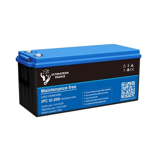 [JPC-12-200] Švino-anglies saulės energijos akumuliatorius 12 V 200 Ah, gilaus iškrovimo (JPC-12-200, ULTIMATRON)