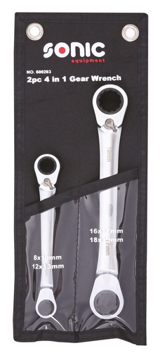 [600203] Ratcheting wrench set 8x10, 12x13 / 16x17, 18x19 mm, 2 pcs (600203, SONIC)