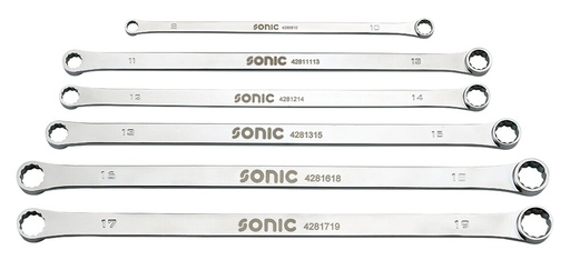 [600610] Extra long double ring wrench set in pouch, 6 pcs (600610, SONIC)