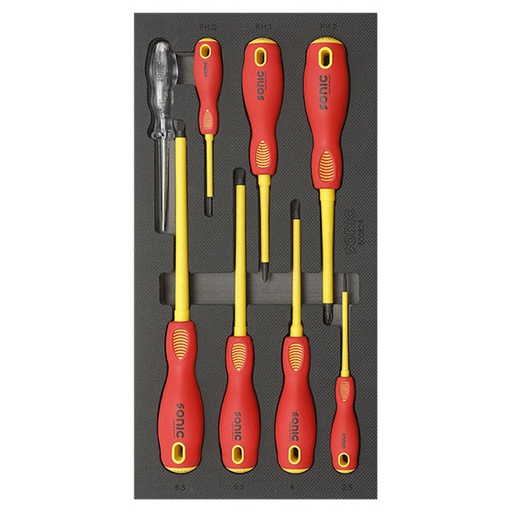 [600826] Įrankių komplektas į vežimėlius VDE atsuktuvų rinkinys (8vnt) Sonic Equipment BV 600826