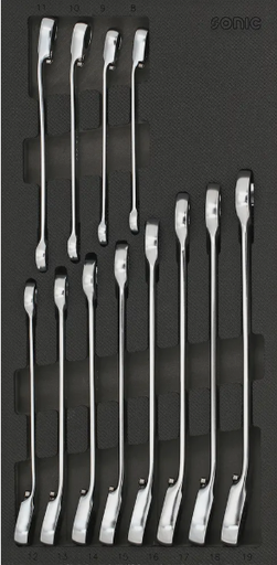 [601229] Reversible ratcheting wrench set 12pt. SFS-S 12-pcs. Sonic Equipment BV 601229