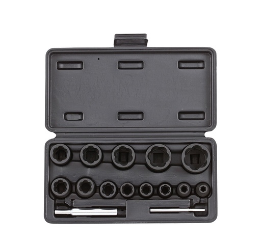[818026] 1/2 and 1/4 socket set for rounded bolts (15 pcs) (818026, SONIC)