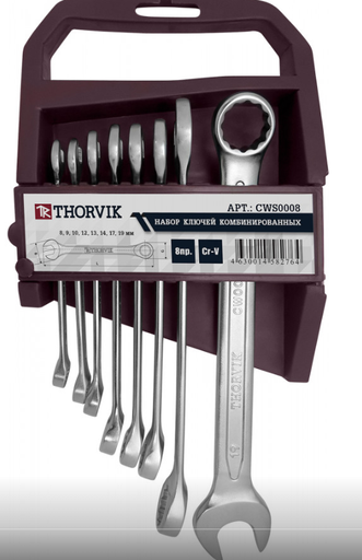 [CWS0008] Kombinuotų raktų kompl. 8-19 8 vnt.,  Thorvik, CWS0008