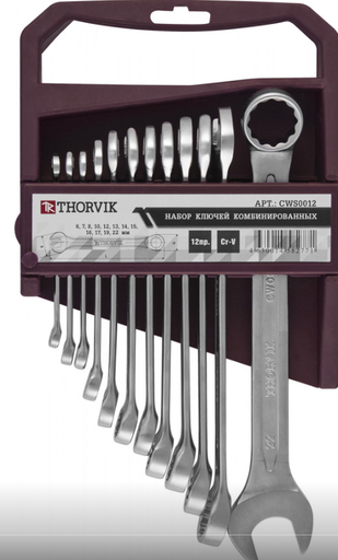 [CWS0012] Kombinuotų raktų kompl. 6-22 12 vnt., Thorvik, CWS0012