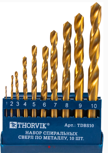 [TDBS10] [TDBS10] Metalo grąžtų rinkinys  HSS TIN  10 vnt.