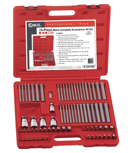 [TX-23475M] [TX-23475M] [TX-23475M] Bit set in a plastic case (75 pcs)