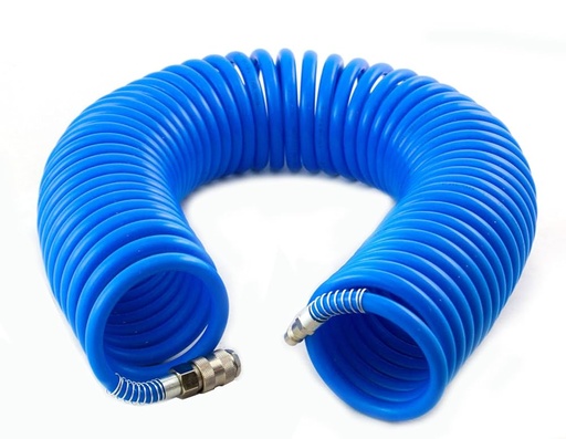 [WS-15] Spiral pneumatic hose with couplings 12x8 mm 15 m (WS-15, HUZAIR)