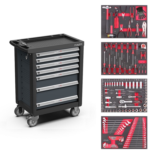 [AQT7134] Filled tool trolley 7 drawers with 134psc tools AQT7134 AutoEQ