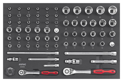 [306902] Kombinētais galvu komplekts 3/8" un 1/2" SFS-M, 69 gab. (306902, SONIC)