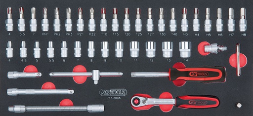 [713.2046] Įrankių komplektas į vėžimėlį 46vnt.