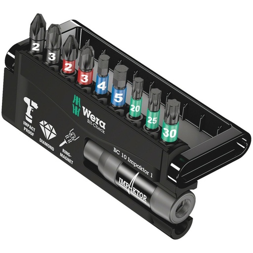 [05057680001] Impact Screwdriver Bit Set Bit-Check 10 Impaktor 1, 10 pcs (05057680001, WERA)