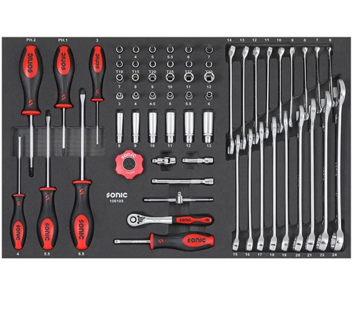 [106105] Įrankių komplektas į vežimėlius (61vnt) SONIC EQUIPMENT []
