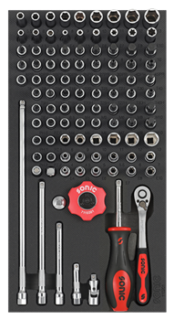 [110201] Įrankių komplektas į vežimėlį, 102 vnt.,110201 SONIC EQUIPMENT