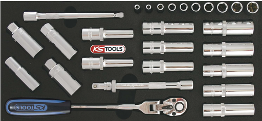 [818.1304] 1/2" socket set with ratchet (818.1304, KS TOOLS)