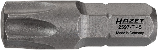 [2597-T45] Atsuktuvo antgalis, žvaigždinis Torx T45, 1/4″ (6,3 mm) šešiabriaunis (2597-T45, HAZET)