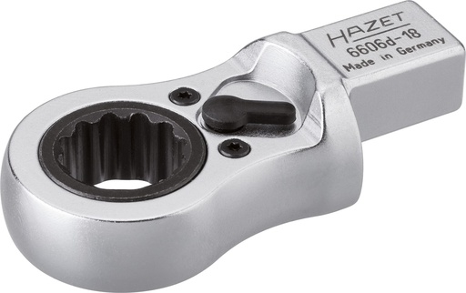 [6606D-18] Terkšlinis įdėklinis žiedinis raktas 18 mm, 14x18 mm įdėklo keturkampis (6606D-18, HAZET)