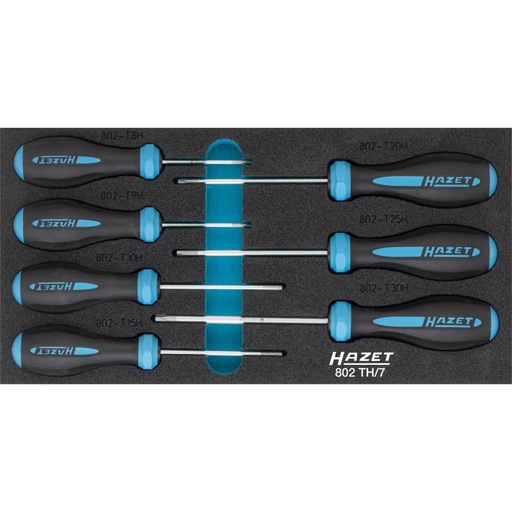[802TH/7] HEXAnamic® skrūvgriežu komplekts – pretaizsardzības TORX® profils (802TH/7, HAZET)