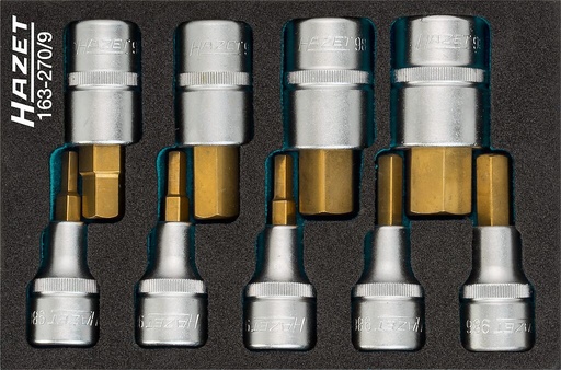 [163-270/9] Tool trolley module – screwdriver socket set, 9 pcs (163-270/9, HAZET)