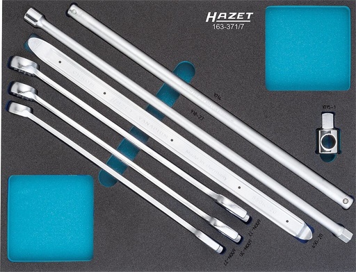 [163-371/7] Instrumentu komplekts, 7 gab. – ārējais 12 stūru un sešstūra profils (163-371/7, HAZET)