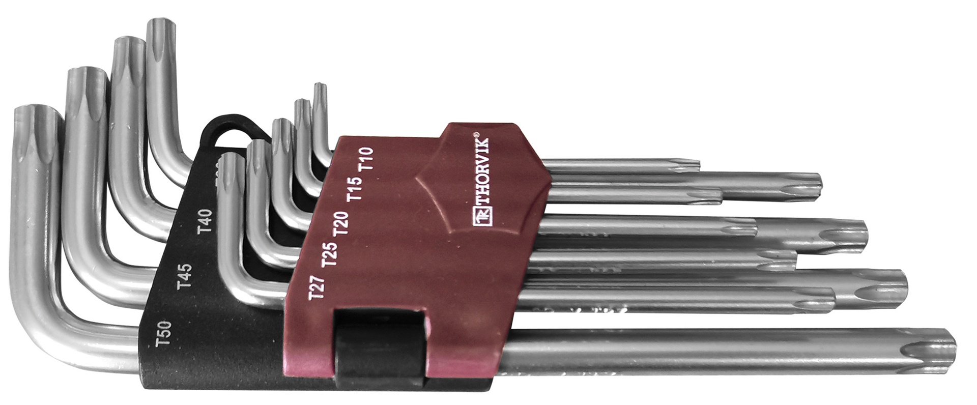 Ilgų TORX raktų komplektas 9 vnt. T10, T15, T20, T25, T27, T30, T40, T45, T50 (TK9S)