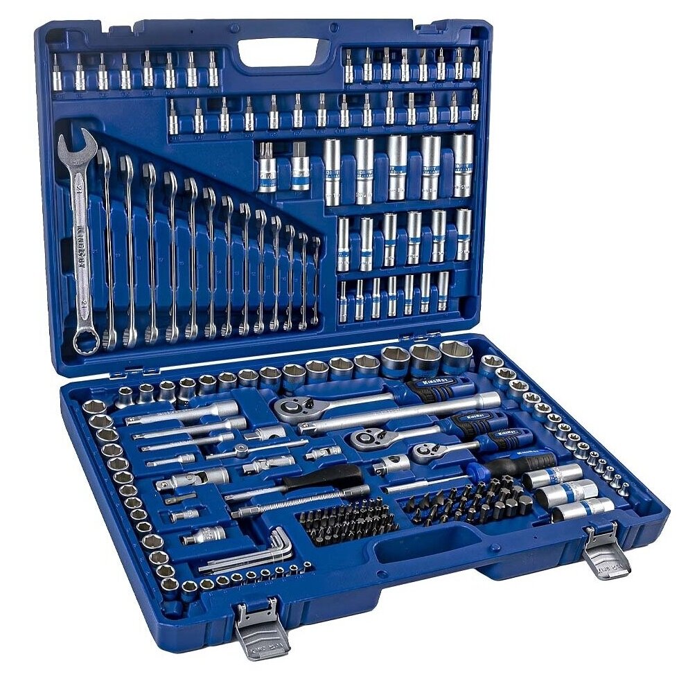 ⬡ 1/4" + 3/8" + 1/2" Galvučių ir raktų rinkinys 218 vnt. (KR218MDA)