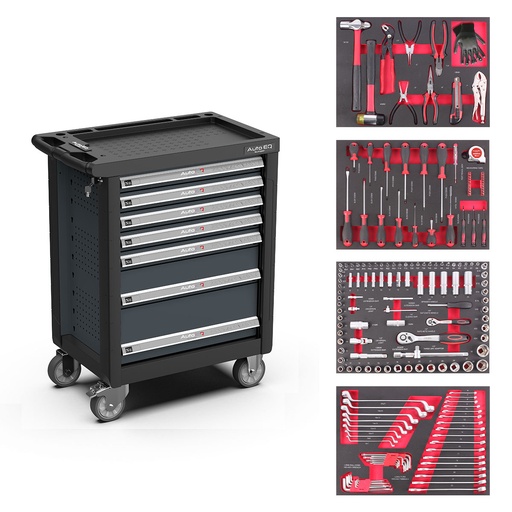 [AQT7134+AQVDE] Tool trolley, 7 drawers, with 150 tools (AQT7134+AQVDE, AUTOEQ)