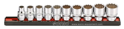 [201009] 3/8 12-point socket set with rail (10pcs) (201009, SONIC)