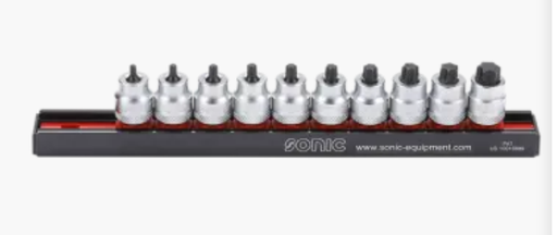 [201016] Galvučių 3/8 su trumpai šešiakampiais komplektas (10vnt.), Sonic Equipment, 201016