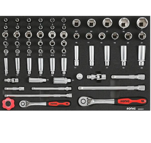 [206501] Įrankių komplektas į vežimėlius (65vnt) SONIC EQUIPMENT []