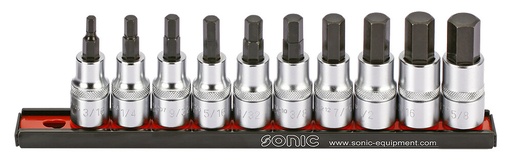 [301002] Sonic Bit Socket Set 1/2" Hex SAE 10-Piece (301002, SONIC)