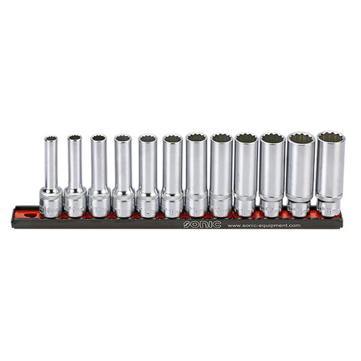 [301204] Flank socket 1/2" 12-point deep on rail 12-pcs.