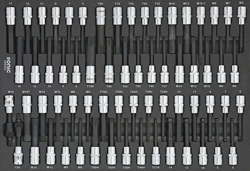 [306402] Uzgaļu komplekts 1/2" ratiņiem, 64 gab. (306402, SONIC)
