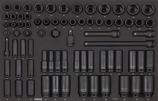[307302] Impact socket set 3/8" and 1/2" SFS-M 74-pcs., SONIC EQUIPMENT (307302, SONIC)