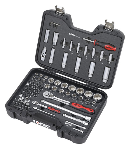 [308502] Galvučių komplektas 1/4″ ir 1/2″, BMCS (SAE), 85 vnt. (308502, SONIC)