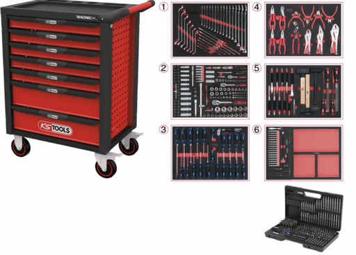 [826.7598] Tool trolley RACINGline, 7 drawers, with 598 pcs of tools (826.7598, KS TOOLS)