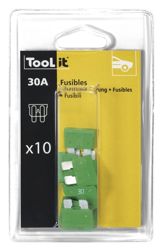 [054523] Drošinātāju komplekts 10 × 30 A, lāpstiņas, lādētājiem (054523, GYS)