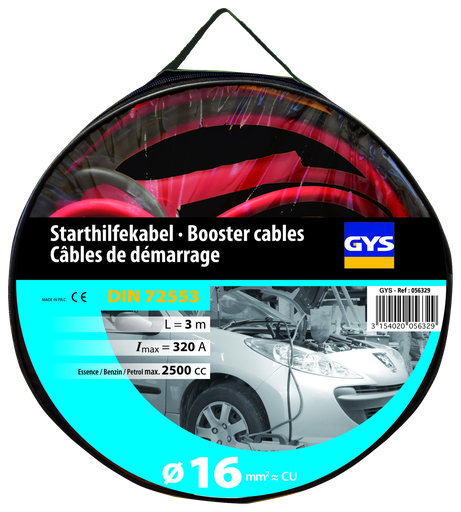 [056329] Starta vadi PRO 320A (2,5 l) - izolētas spailes - 16 mm² - 2 x 3 m (056329, GYS)
