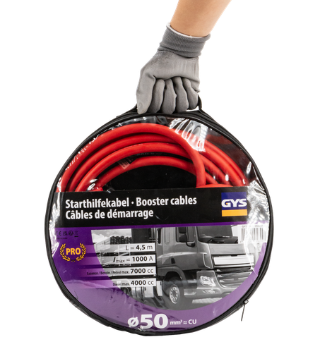 [056558] JUMP LEADS PRO 1000A - INSULATED CLAMPS - �50mm� - 2 x 4.5m (056558, GYS)