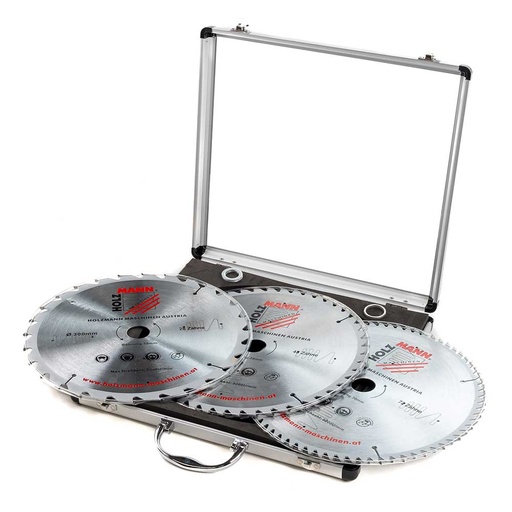 [KSB300SET] Kietmetalio pjūklo diskų komplektas aliumininiame dėkle Ø300 mm, 3 vnt. (KSB300SET, HOLZMANN)