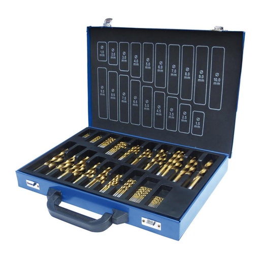 [SPS170TIN] Grąžtų metalui rinkinys HSS, 170 vnt., 1-10 mm, TiN (SPS170TIN, HOLZMANN)