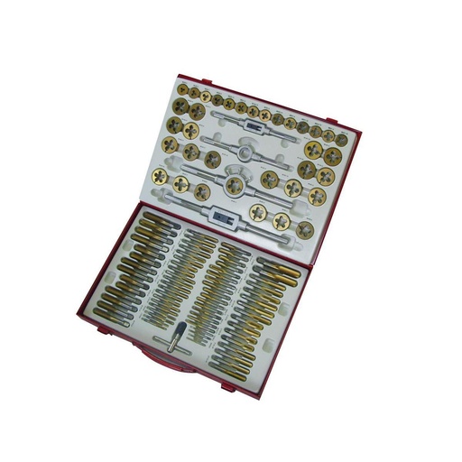 [GBM110TIN] Sriegiklių ir sriegpjovių rinkinys, metrinis, 110 dalių (GBM110TIN, HOLZMANN)