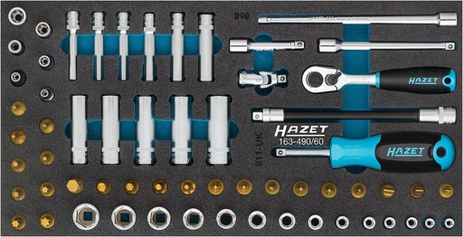 [163-490/60] Socket set, 60 pcs, 1/4 in. (163-490/60, HAZET)