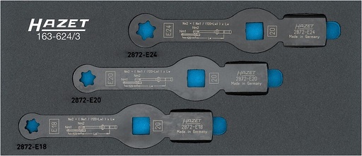 [163-624/3] Box-end wrench - striking face pattern set, L x W: 392 mm x 172 mm, 3-pieces (163-624/3, HAZET)