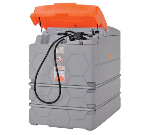 [10296] CUBE 2500 l dīzeļdegvielas tvertne, āra, Basic, ar atveramu vāku, 230 V sūknis, 4 m izsniegšanas šļūtene, automātiskā pistole (10296, CEMO)