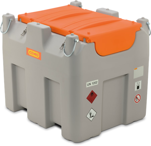 [10819] DT-Mobil Easy 980 l Premium diesel tank with Bipump 12 V pump (80 l/min), filter, meter, hose reel (8 m), automatic nozzle and lid (ADR) (10819, CEMO)
