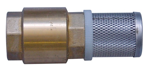 [10044] Žalvarinis spyruoklinis kojinis (siurbimo) vožtuvas su filtru, 1″ vidinis sriegis, CEMO (10044)