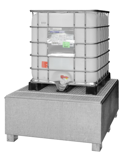 [10614] IBC uztvērējpalete, GS1a tips ar uzpildes zonu, 1000 l, cinkota (10614, CEMO)