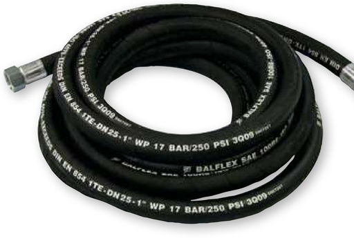 [28813] Elastīga gumijas šļūtene Hydro K dīzeļdegvielai un ūdenim – Ø 3/4 collas (iekšējais Ø 19 mm), 17 bar, 3/4 collas (FF) savienojumi, garums 13 m (28813, FLEXBIMEC)