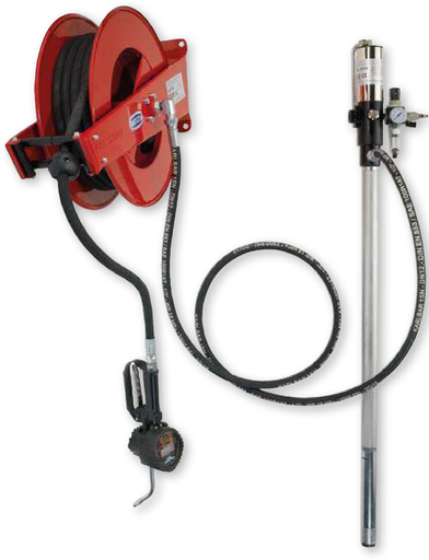 [2992/20] Stacionarus alyvos paskirstymo blokas su siurbliu, žarnos ritė art. no. 9021, žarna 20 m ilgis, skaitmeninis alyvos matuoklio pistoletas, slėgio reguliatorius. Skirta 208 l statinės, FLEXBIMEC (2992/20)