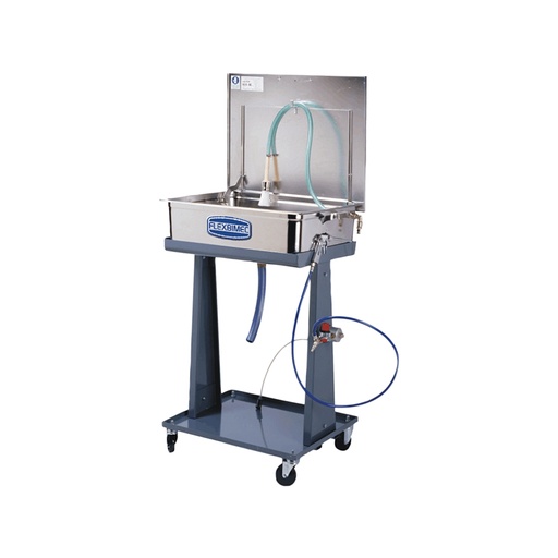 [5953] Stainless steel wheeled washing basin with air operated rotary pump, art. 1058 (5953, FLEXBIMEC)
